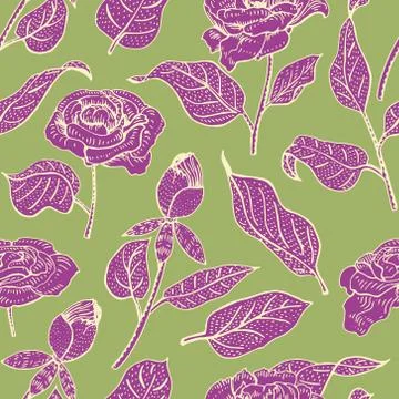Floral seamless vector pattern with peony flower Stock Illustration