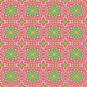 Floral seamless vector pattern in pink and green Stock Illustration
