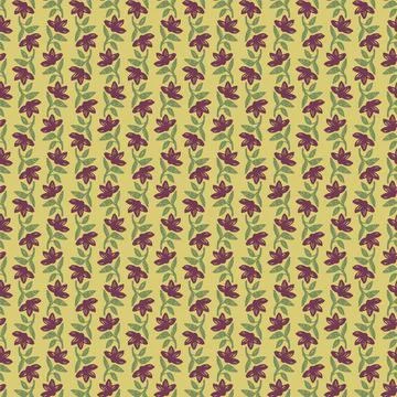 Floral seamless vector pattern in yellow, green, and purple Stock-Illustration
