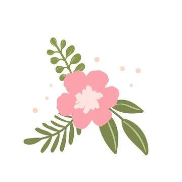 Floral set based on traditional folk art ornaments. Isolated orange and green Stock Illustration