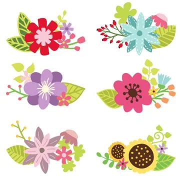 Floral set, flower design elements Stock Illustration