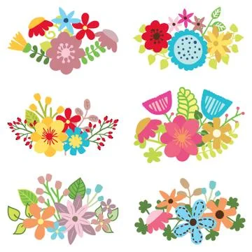 Floral set, flower design elements Stock Illustration