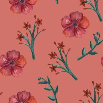 Floral set pattern. Flower seamless background. Flourish ornamental spring ga Stock Illustration