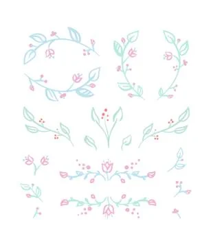 Floral set of vignettes Stock Illustration