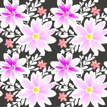 Floral shape watercolor seamless pattern. Stock Illustration
