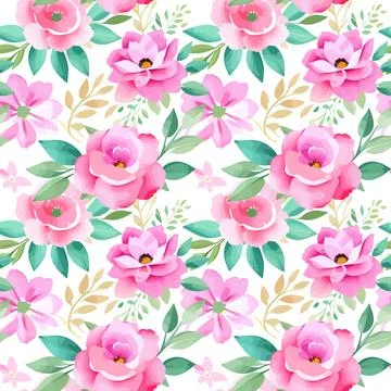 Floral shape watercolor seamless pattern. イラスト素材