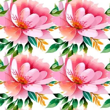 Floral shape watercolor seamless pattern. Stock Illustration
