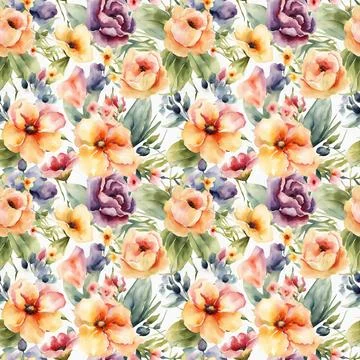 Floral shape watercolor seamless pattern. Illustrazione stock