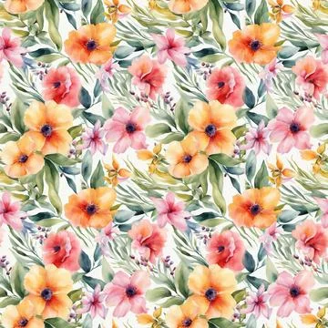 Floral shape watercolor seamless pattern. Stock Illustration