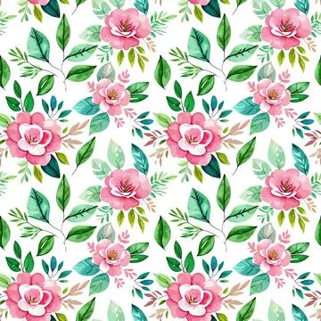 Floral shape watercolor seamless pattern. イラスト素材
