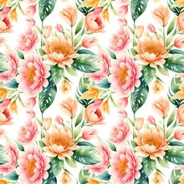 Floral shape watercolor seamless pattern. Illustrazione stock
