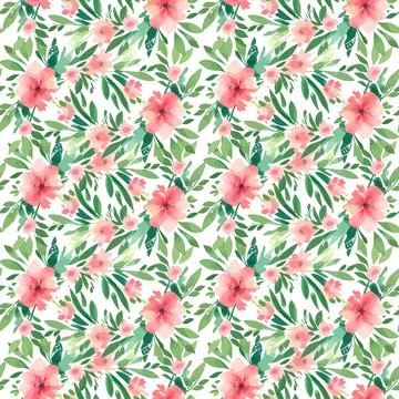 Floral shape watercolor seamless pattern. イラスト素材