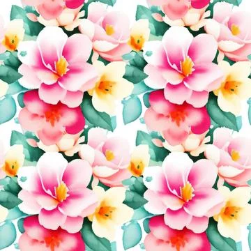 Floral shape watercolor seamless pattern. Illustrazione stock