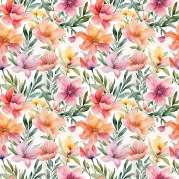 Floral shape watercolor seamless pattern. Stock Illustration