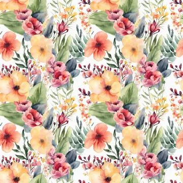 Floral shape watercolor seamless pattern. Stock Illustration