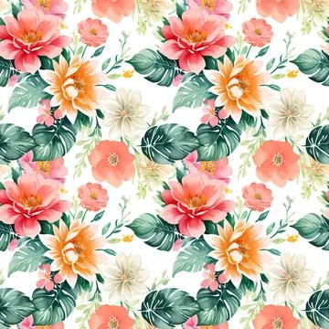 Floral shape watercolor seamless pattern. Illustrazione stock