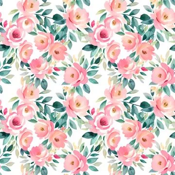 Floral shape watercolor seamless pattern. イラスト素材