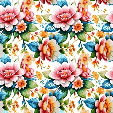 Floral shape watercolor seamless pattern. イラスト素材