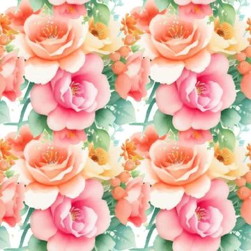 Floral shape watercolor seamless pattern. Illustrazione stock