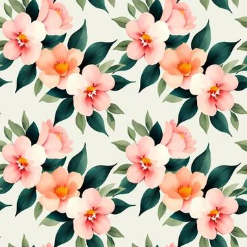 Floral shape watercolor seamless pattern. Stock Illustration