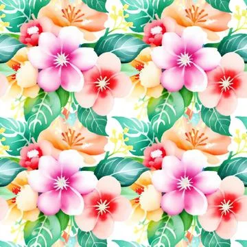 Floral shape watercolor seamless pattern. Stock Illustration
