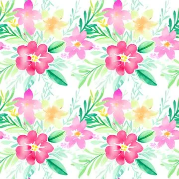 Floral shape watercolor seamless pattern. 스톡 일러스트