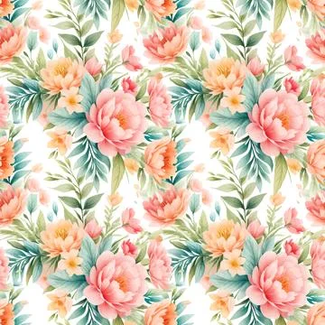 Floral shape watercolor seamless pattern. Illustrazione stock