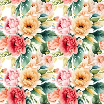 Floral shape watercolor seamless pattern. Illustrazione stock