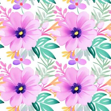 Floral shape watercolor seamless pattern. イラスト素材