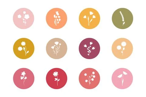 Floral silhouette design elements for graphic projects Stock Illustration