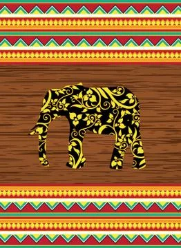 Floral silhouette of an elephant Stock Illustration