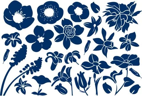 Floral Silhouette Pattern Stock Illustration