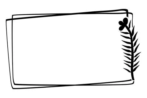 Floral simple black border rectangle sketch at white Illustrazione stock