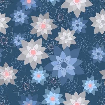 Floral simple pattern in the style of the 70s. Stock Illustration