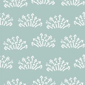 Floral simple seamless pattern with grass plants. Vector pastel blue background. Stock Illustration