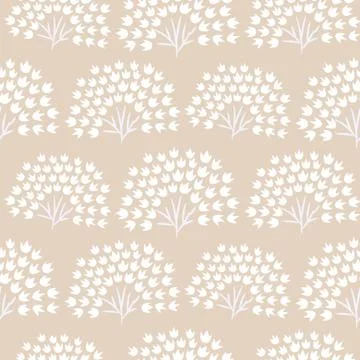 Floral simple seamless pattern with grass plants. Vector pastel beige fan leaves Illustrazione stock