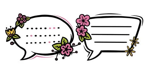 Floral speech bubbles or labels for scrapbooks decoration. Frames with flowers Stockillustratie