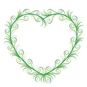 Floral Spiral Pattern Heart Frame Stock Illustration