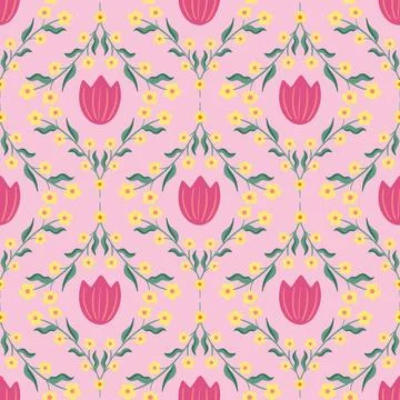 Floral spring design vector repeat pattern Stock Illustration