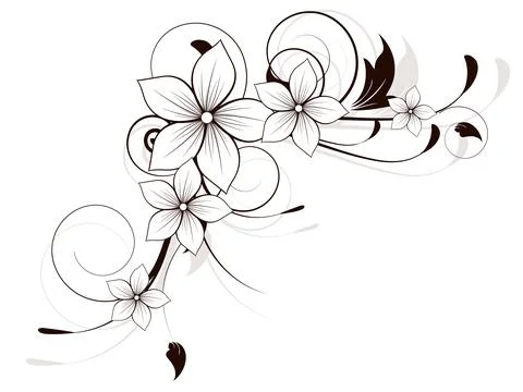 Floral spring element with swirls. Abstract vector illustration with background. Illustrazione stock