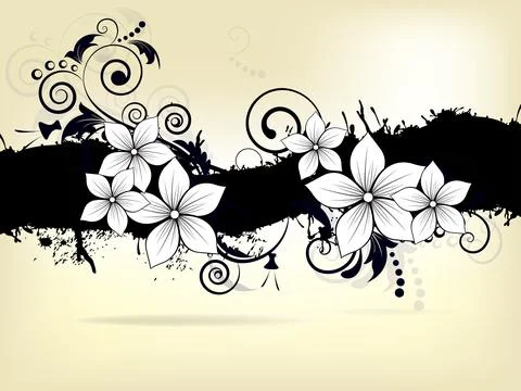 Floral spring elements and flowers. Abstract vector illustration with background Stock Illustration