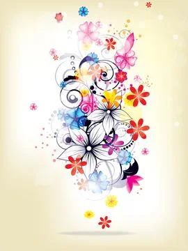 Floral spring elements and flowers Stock Illustration