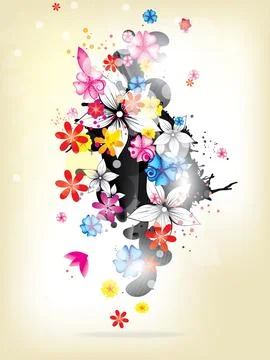 Floral spring elements and flowers Illustrazione stock