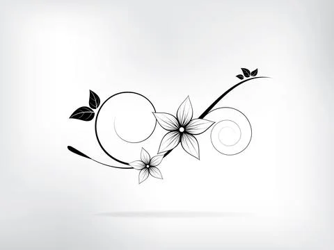 Floral spring elements with swirls and flowers Stock Illustration