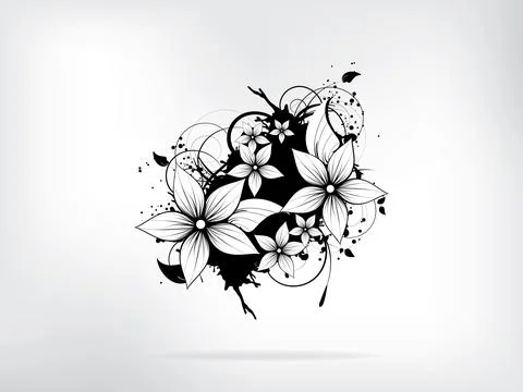 Floral spring elements with swirls and flowers Stock Illustration