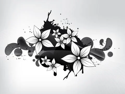 Floral spring elements with swirls and flowers Stock Illustration