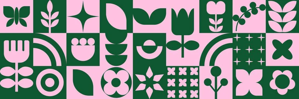 Floral spring geometric background. Abstract nature. Stock Illustration