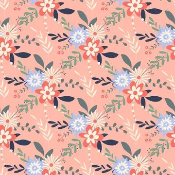 Floral spring seamless pattern delicate flowering wild flowers Иллюстрация