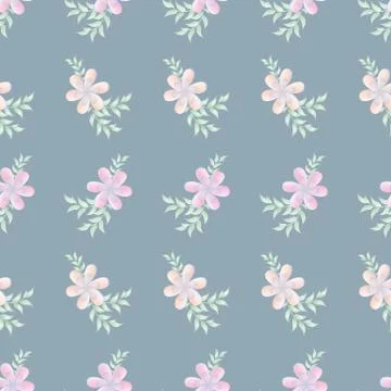 Floral spring seamless pattern in pastel colors. Flowers, leaves, twigs pink Illustrazione stock