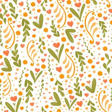 Floral spring seamless pattern in pink, yellow and green colours for fabric or Stock Illustration